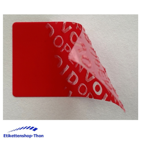 VOID OPEN rückstandsfreie Sicherheitsetiketten "ACHTUNG!" auf Rolle - 40 x 20 mm - 1000 Stück - rot